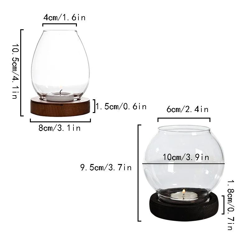 Transparent Round Glass Candlestick Retro Home Windproof Candle Holders Elegant Table Decor Ornamen 5