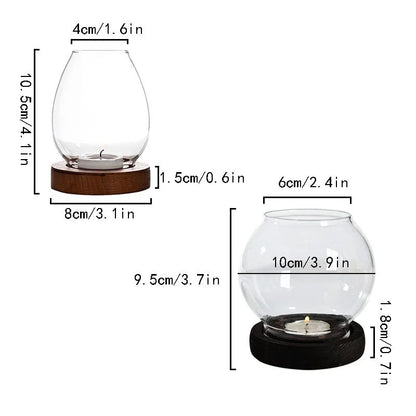 Transparent Round Glass Candlestick Retro Home Windproof Candle Holders Elegant Table Decor Ornamen 5