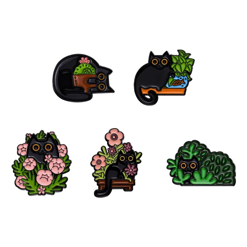Punk Witch Skull Ghost Enamel Pin Brooch Set Cartoon Frog Black Bird Lapel Badge For Clothes Bags J 10