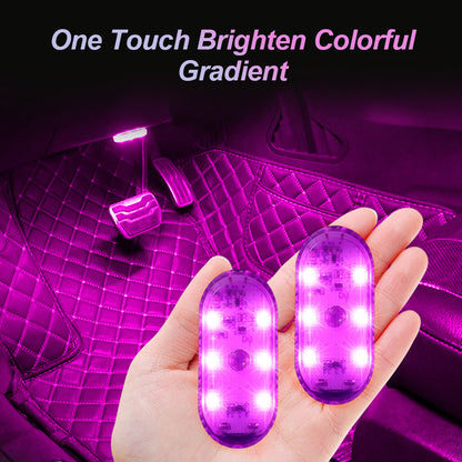 Multi Color Wireless LED Touch Car Lights, Mini USB Interior Auto Lamp