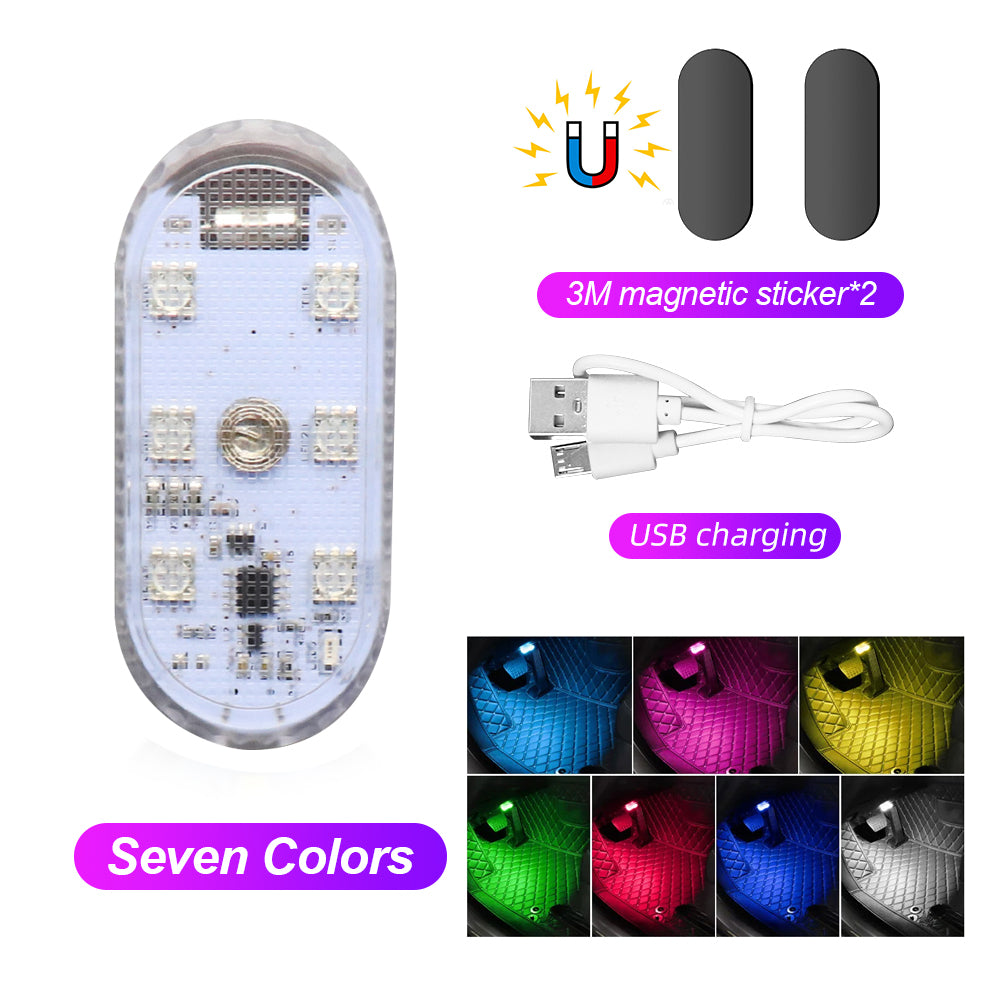 Multi Color Wireless LED Touch Car Lights Mini USB Interior Auto Lamp 8