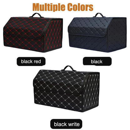 Car Trunk Organizer Box Large Capacity PU Leather Folding Storage Bag For Auto MultiUse Tools Emerg 2