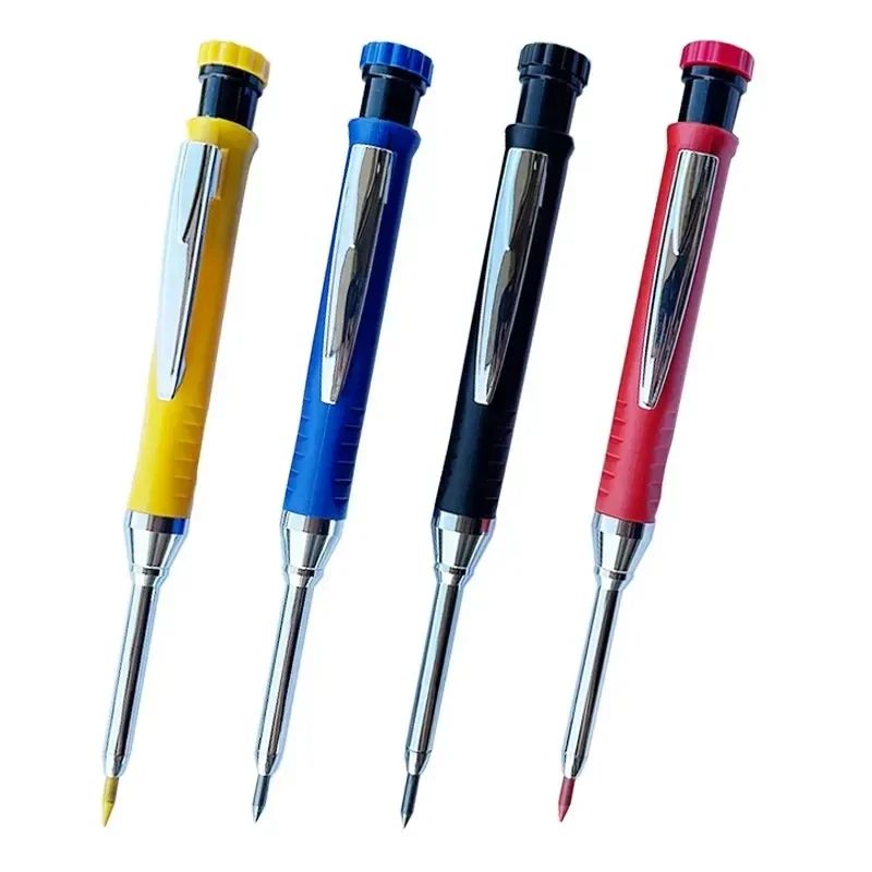 Solid Carpenter Mechanical Pencil for Woodworking, Long Head Construction Carpenter Pencil with Sharpener
