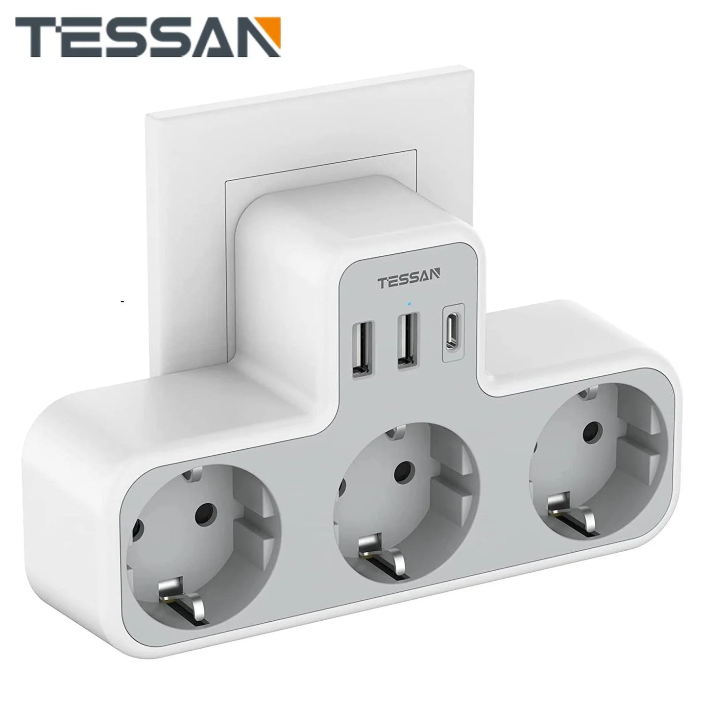 Wall Charger Power Strip, Compact Socket Adapter for Travel, Home, Dorm, Office Charging