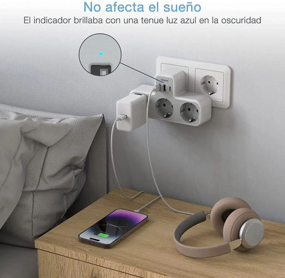 Wall Charger Power Strip Compact Socket Adapter For Travel Home Dorm Office Charging 3