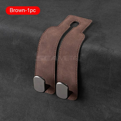 SEAMETAL Car Headrest Hook Premium Suede Alloy Dual Rear Seat Hanging Hanger Universal Car Hook Pho 6