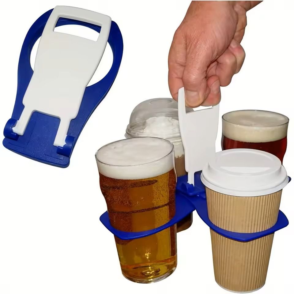 Foldable Beverage Tray – Compact Reusable Rack for Coffee, Soda, and Beer