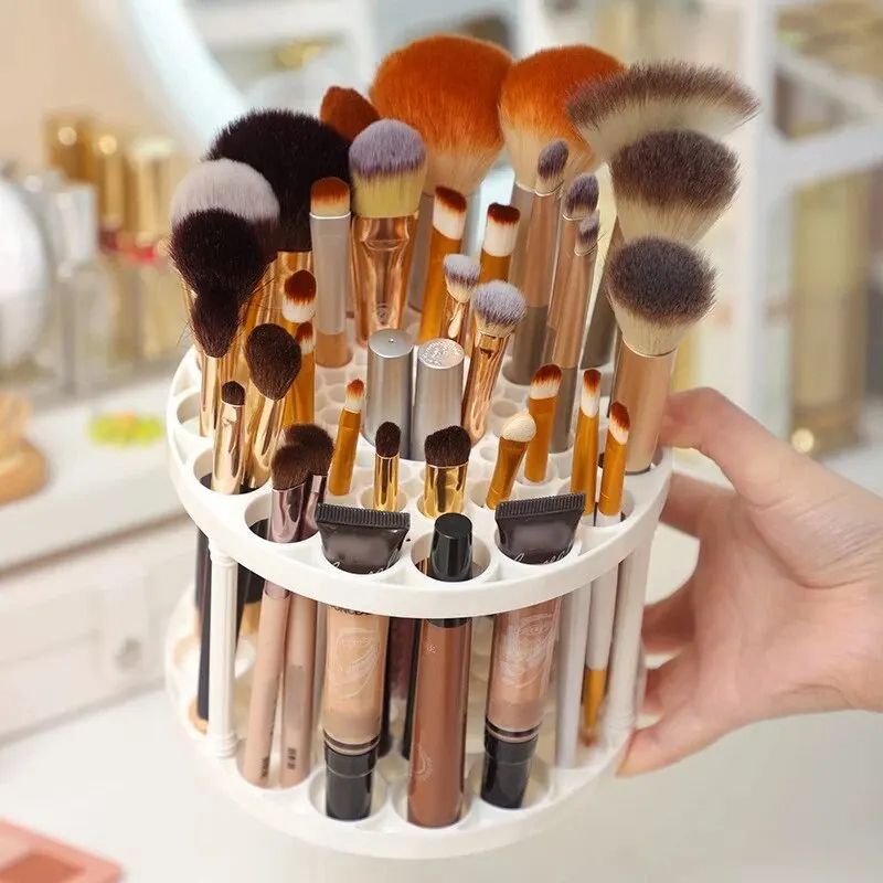 Makeup Brush Storage Rack Desktop Cosmetics Storage Rack, Lipstick & Brush Organizer for Dressing Table Sorting Storage