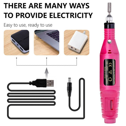 Strong Function Nail Drill Machine Set Electric Nail Sander Gel Polish Remover Tool For Manicure Pe