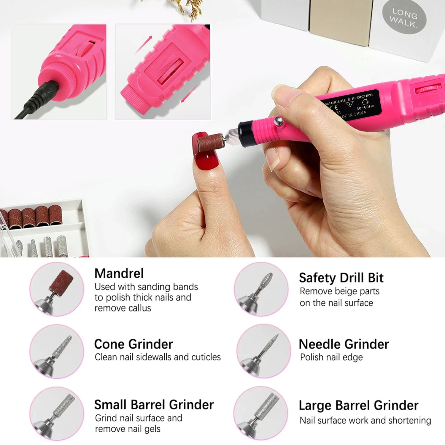 Strong Function Nail Drill Machine Set Electric Nail Sander Gel Polish Remover Tool For Manicure Pe