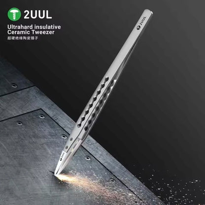 Ultrahard Ceramic Tweezer Anti Static Insulated Tip For CPU IC PCB Repair 2