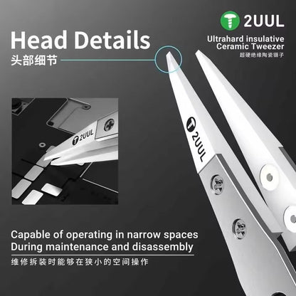Ultrahard Ceramic Tweezer Anti Static Insulated Tip for CPU IC PCB Repair