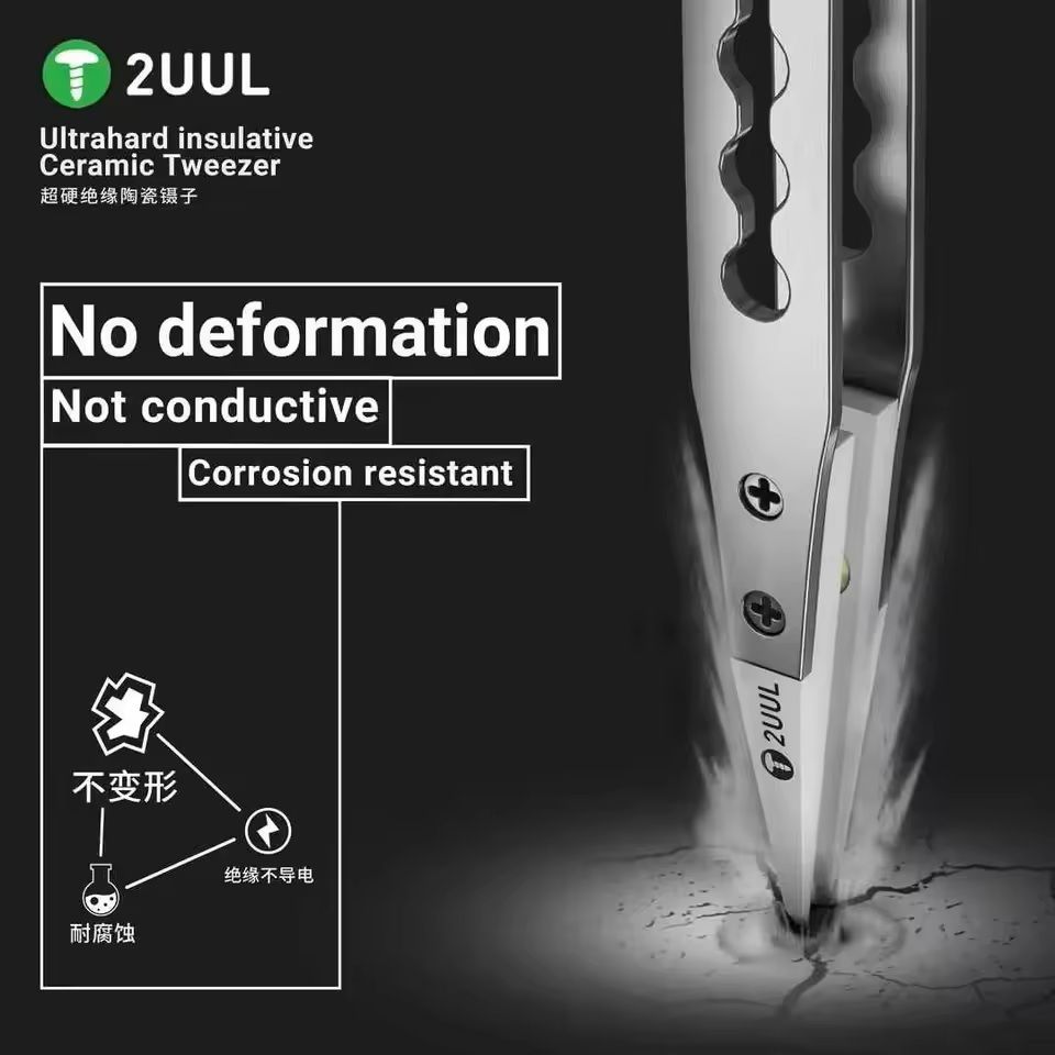 Ultrahard Ceramic Tweezer Anti Static Insulated Tip For CPU IC PCB Repair 5