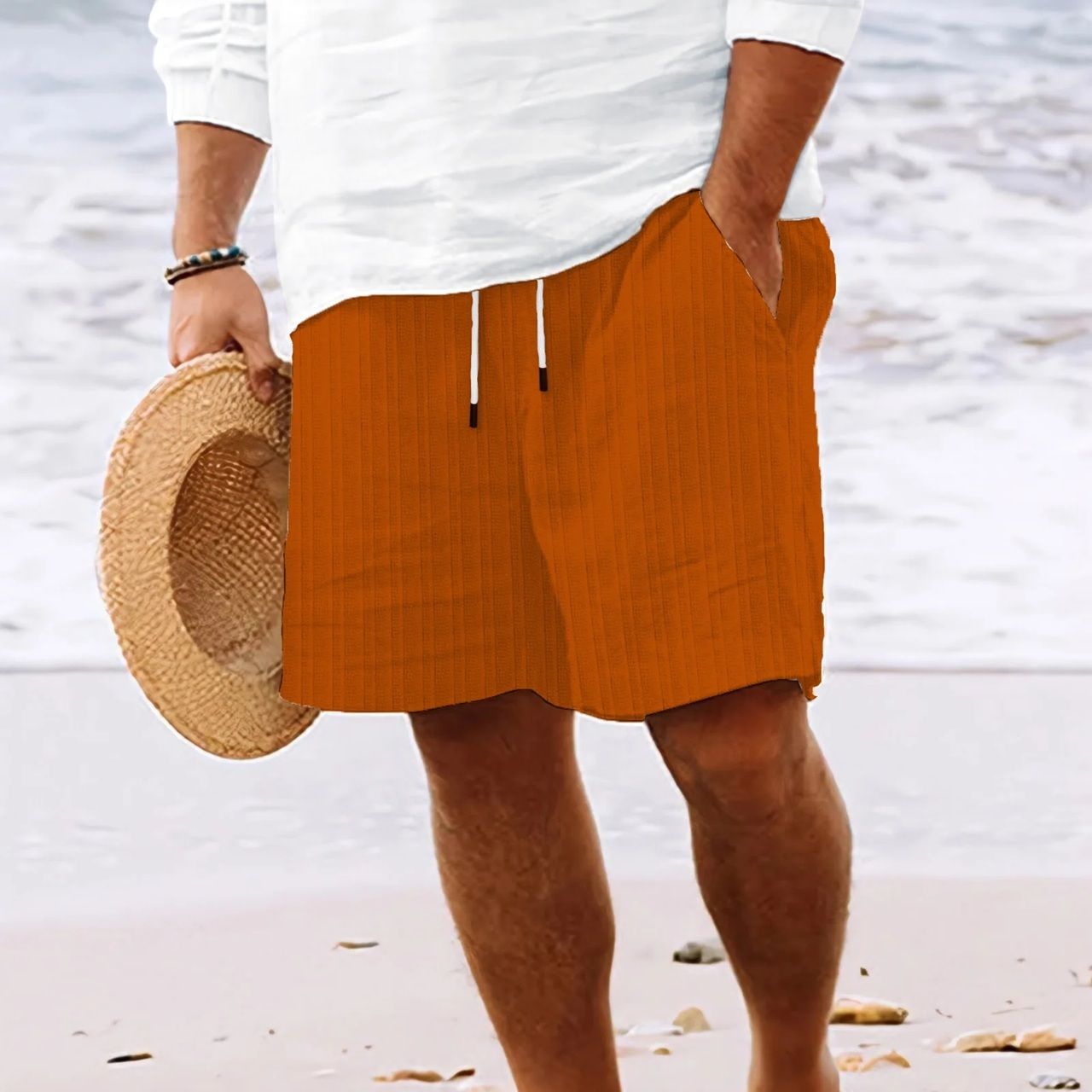 Mens Lightweight Casual Beach Shorts  MultiPocket Comfort For Travel Lounging  Summer Style 9