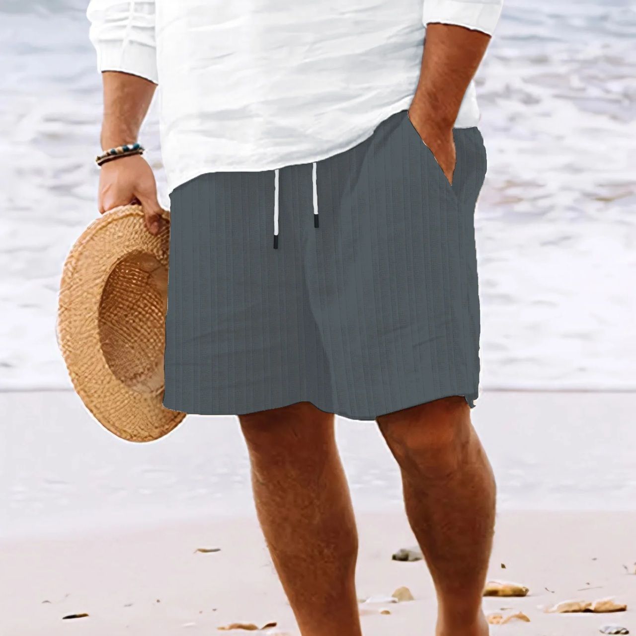 Mens Lightweight Casual Beach Shorts  MultiPocket Comfort For Travel Lounging  Summer Style 4