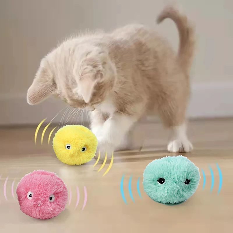 Interactive Ball Smart Cat Toy – Plush Electric Catnip Training Toy with Touch Sound & Squeak, Kitten Pet Product