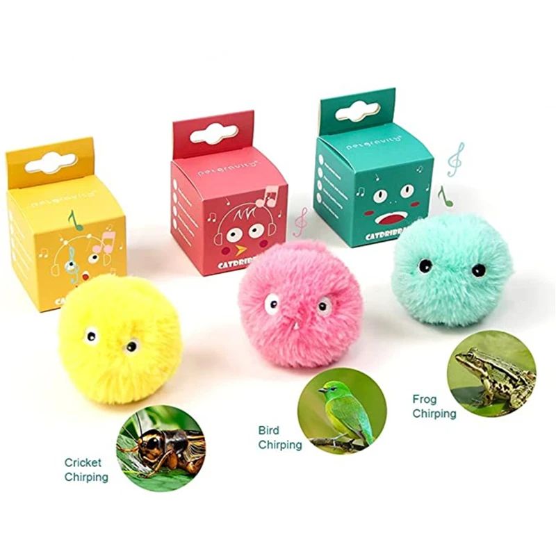 Interactive Ball Smart Cat Toy  Plush Electric Catnip Training Toy With Touch Sound  Squeak Kitten  4