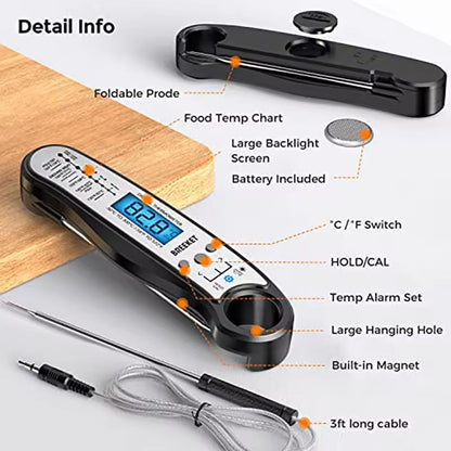 Dual Probe Digital Meat Thermometer With Backlight For Fast And Accurate BBQ And Kitchen Cooking 2