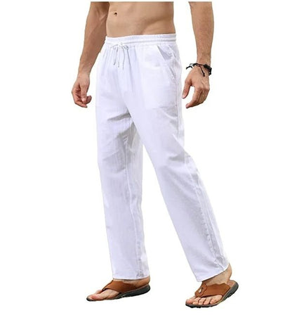 Mens Cotton Linen Drawstring Pants  Breathable LooseFit Trousers For Yoga Lounge  Travel 4