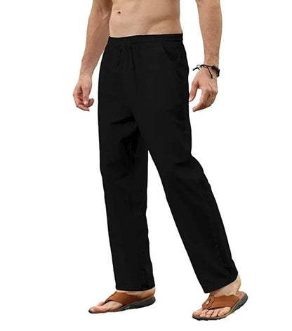 Mens Cotton Linen Drawstring Pants  Breathable LooseFit Trousers For Yoga Lounge  Travel 2