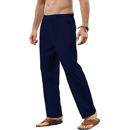 Mens Cotton Linen Drawstring Pants  Breathable LooseFit Trousers For Yoga Lounge  Travel 5