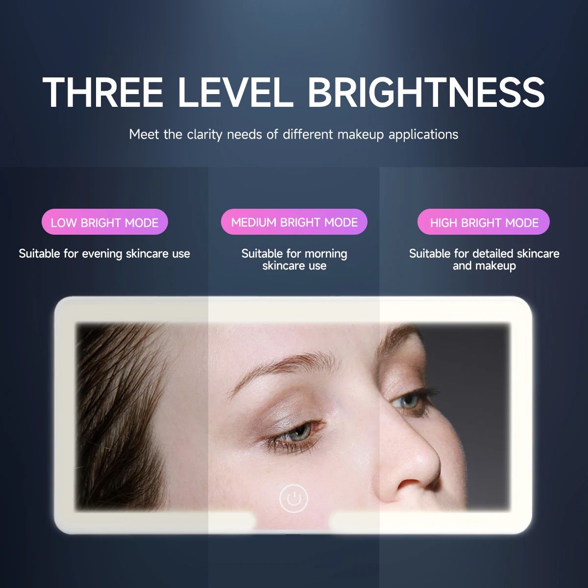 Car Interior Sun Visor LED Makeup Mirror HD Rechargeable Thin Vanity Mirror With Touch Screen Fill  2