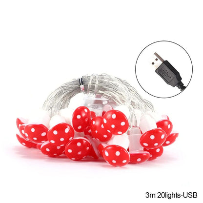 Mushroom LED Fairy Lights USBBattery Powered String Light For Christmas Party Decor Holiday Gift Fa 7