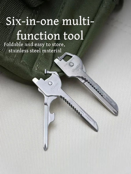 Multi Function Folding Tool Keychain, EDC Utility Pocket Plier Opener Screwdriver Outdoor Survival Rescue Tool Key Ring