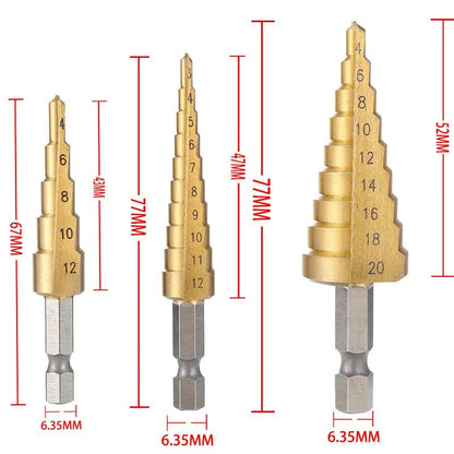 High Speed Steel Step Drill Bit HSS Titanium Coated Cone Hole Cutter For Metal  Wood 2