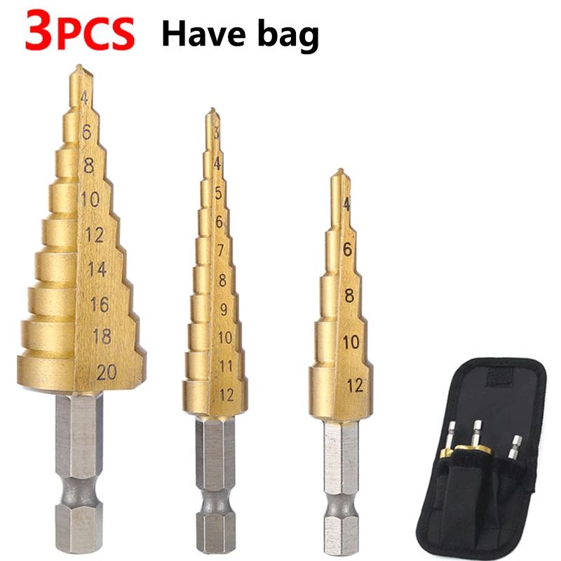 High Speed Steel Step Drill Bit HSS Titanium Coated Cone Hole Cutter For Metal  Wood 7