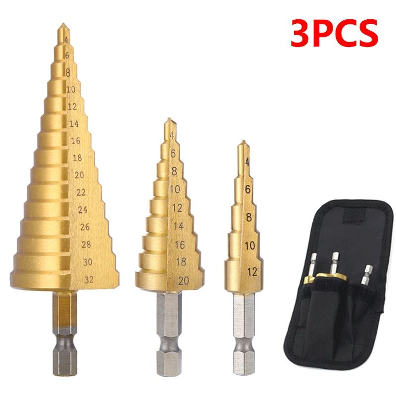 High Speed Steel Step Drill Bit HSS Titanium Coated Cone Hole Cutter For Metal  Wood 8