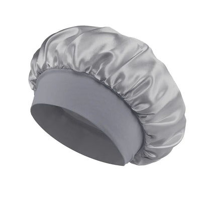 Women Satin Bonnet Hair Bonnet For Sleeping  Hair Care Silk Bonnets With Widebrim Soft Elastic Band 9