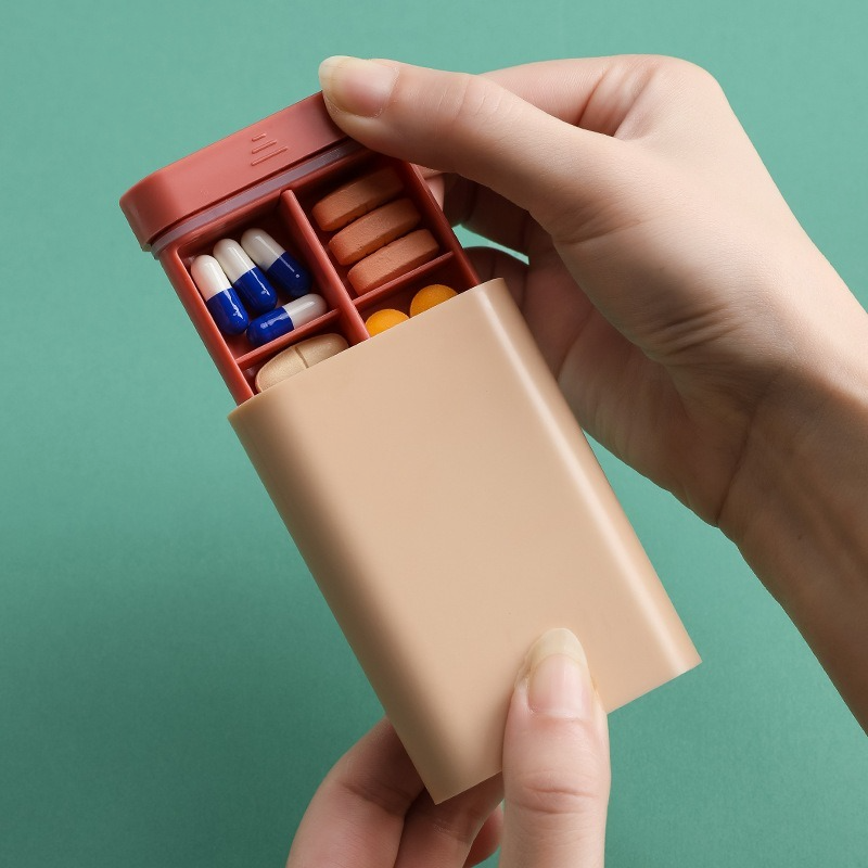 Small Portable Pill Case & Tablet Storage Container, 7 Day Vitamin Box