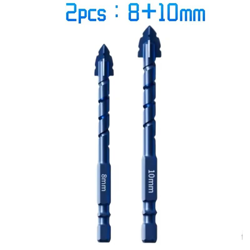 Serrated Drill Bit Set For Glass Tile And Concrete With Four Edge Tips In Assorted Sizes 7