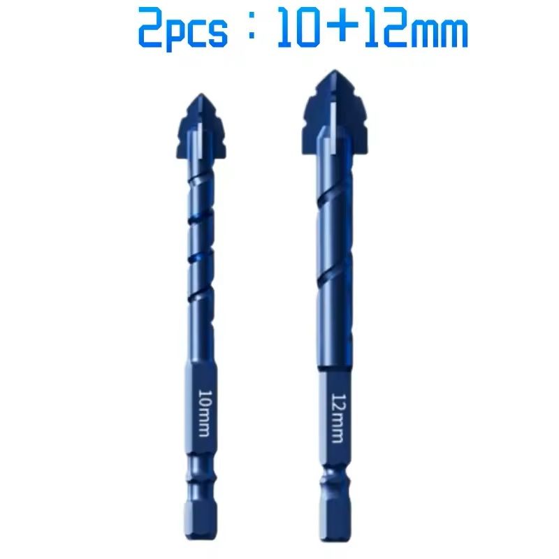Serrated Drill Bit Set For Glass Tile And Concrete With Four Edge Tips In Assorted Sizes 8