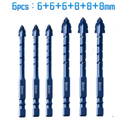Serrated Drill Bit Set For Glass Tile And Concrete With Four Edge Tips In Assorted Sizes 15