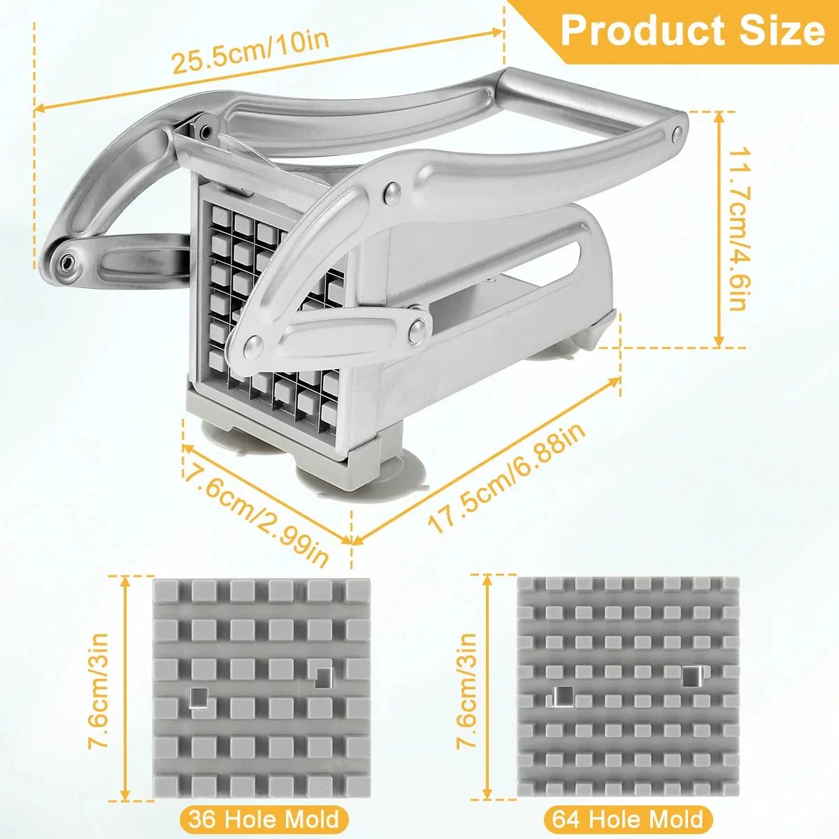 Stainless Steel Manual Potato Cutter  French Fries Slicer Potato Chips Maker Meat Chopper Dicer Cut 2