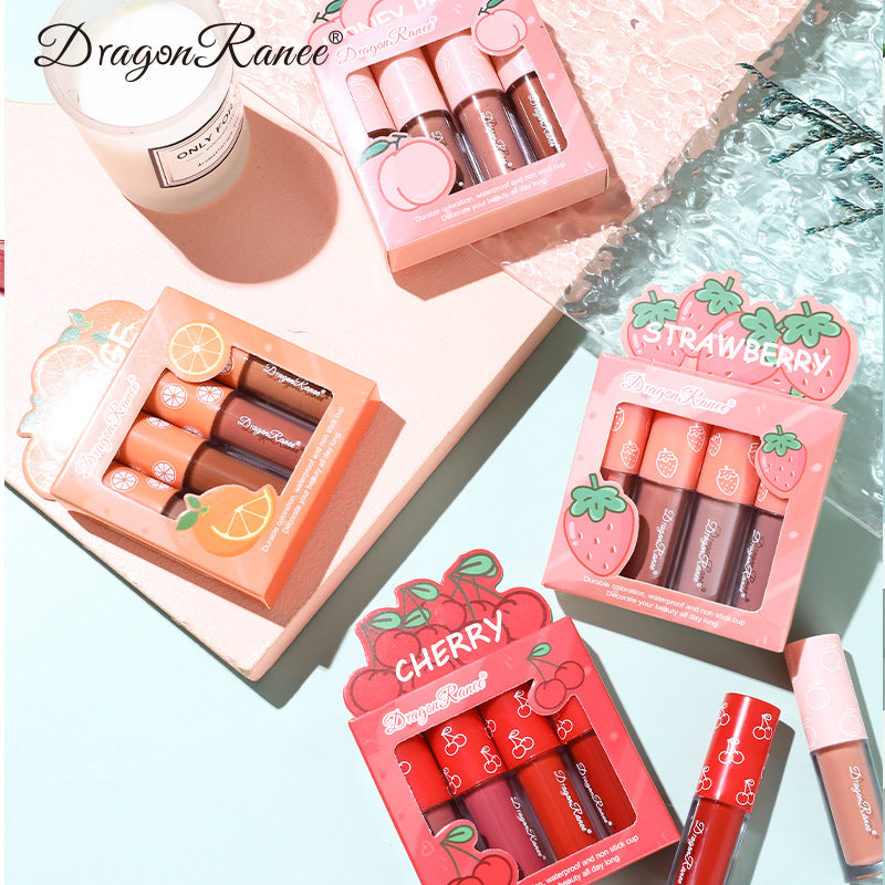 Mini Velvet Matte Lip Gloss Set 4Piece NonFading NonStick Cup 1