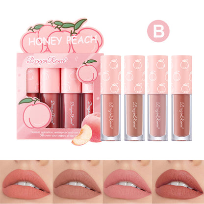 Mini Velvet Matte Lip Gloss Set 4Piece NonFading NonStick Cup 8