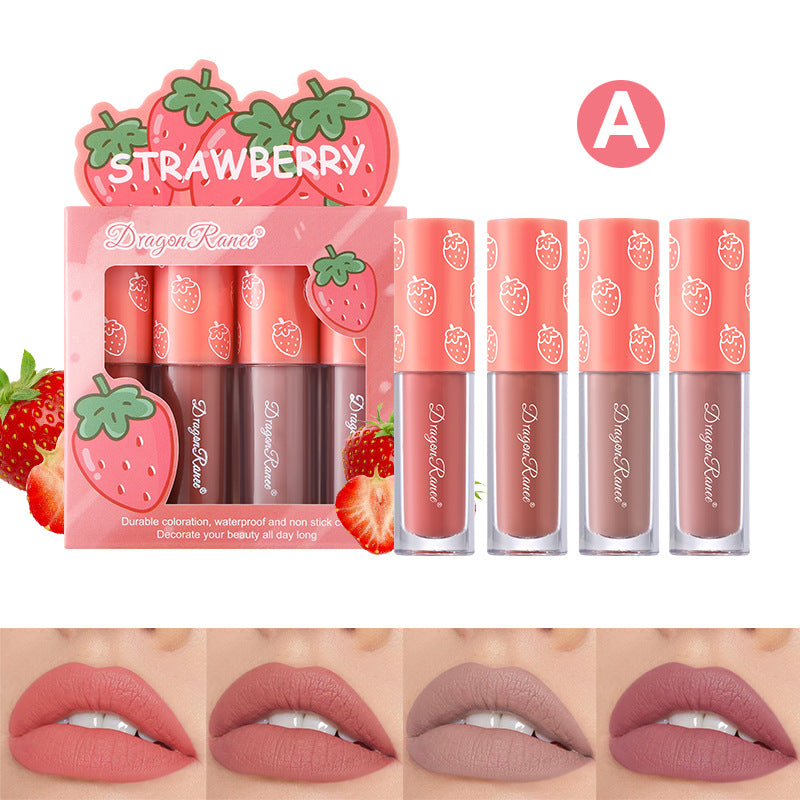 Mini Velvet Matte Lip Gloss Set 4Piece NonFading NonStick Cup 9