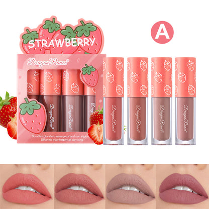 Mini Velvet Matte Lip Gloss Set 4Piece NonFading NonStick Cup 9