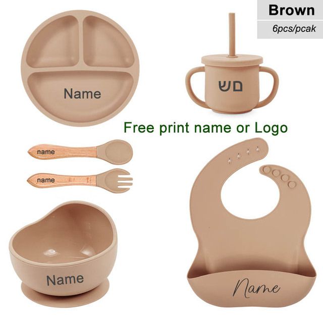 6-Piece Silicone Baby Feeding Set – Suction Bowl, Plate, Bib & Utensils for Mess-Free Mealtime