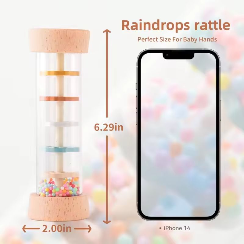 Montessori Baby Rain Stick Toy  Sensory Hourglass Rattle For Early Learning  Music Play 1