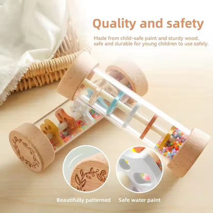 Montessori Baby Rain Stick Toy  Sensory Hourglass Rattle For Early Learning  Music Play 4