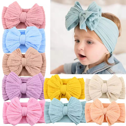 Soft Nylon Baby Headbands with Bow – Stretchy Newborn & Infant Hair Accessories for Girls and Boys
