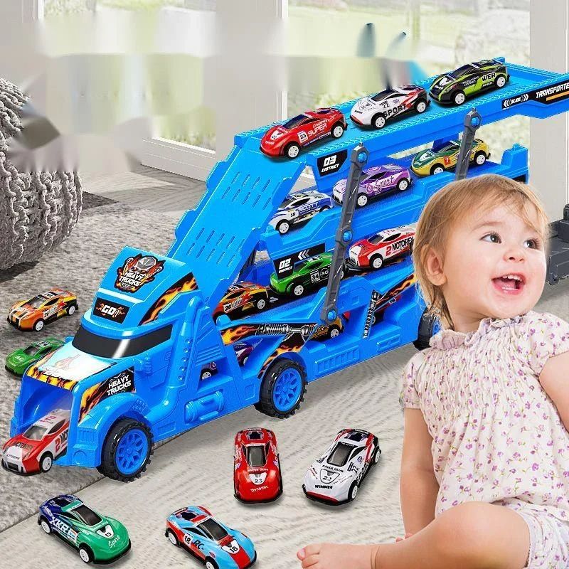 Large Deformation Transporter Truck Toy, Educational Folding Track Racing Car Model for Kids Birthday Gift