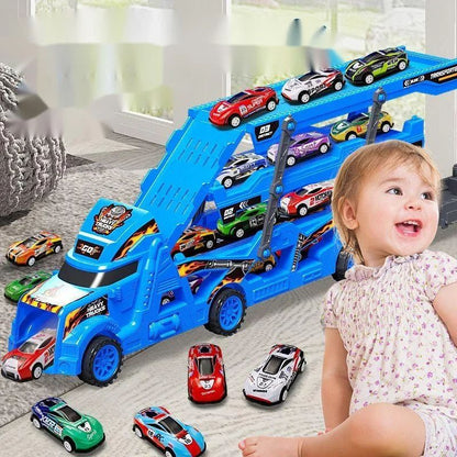 Large Deformation Transporter Truck Toy, Educational Folding Track Racing Car Model for Kids Birthday Gift