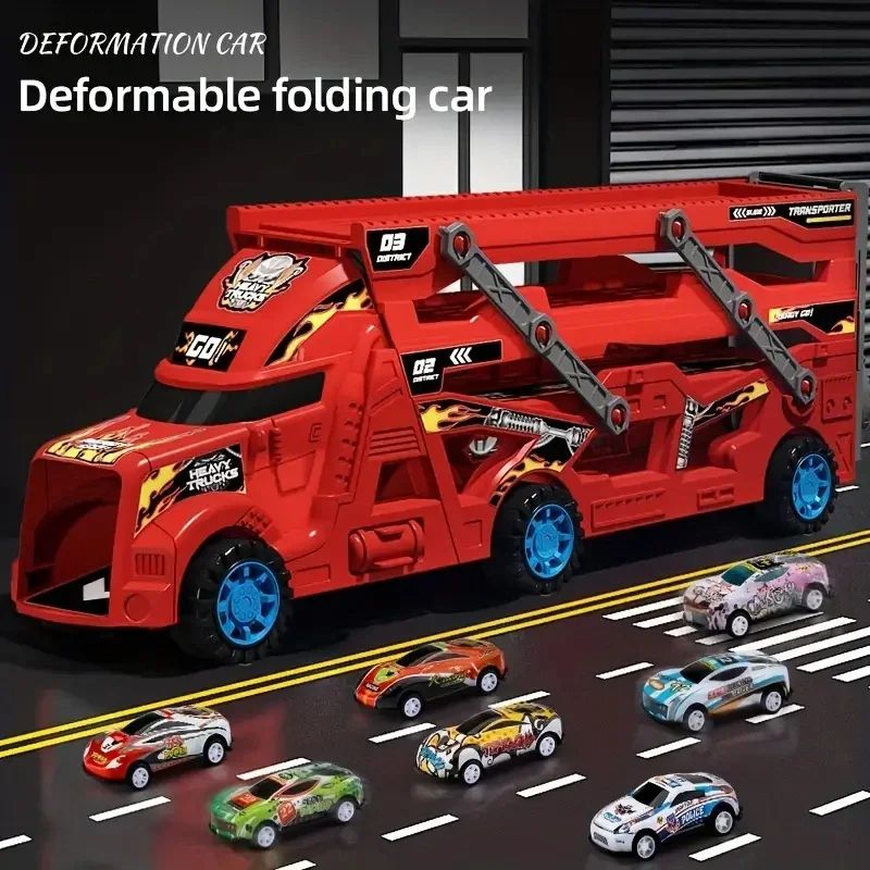 Large Deformation Transporter Truck Toy Educational Folding Track Racing Car Model For Kids Birthda 1