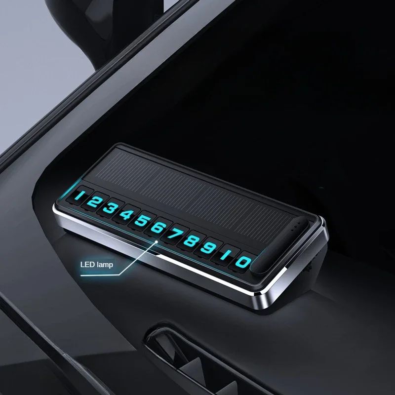 Solar Car Phone Number Plate LED Lightng Hidden Temporary Parking Card For Car Park Stop Multiple N 1