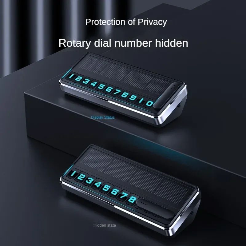Solar Car Phone Number Plate LED Lightng Hidden Temporary Parking Card For Car Park Stop Multiple N 3